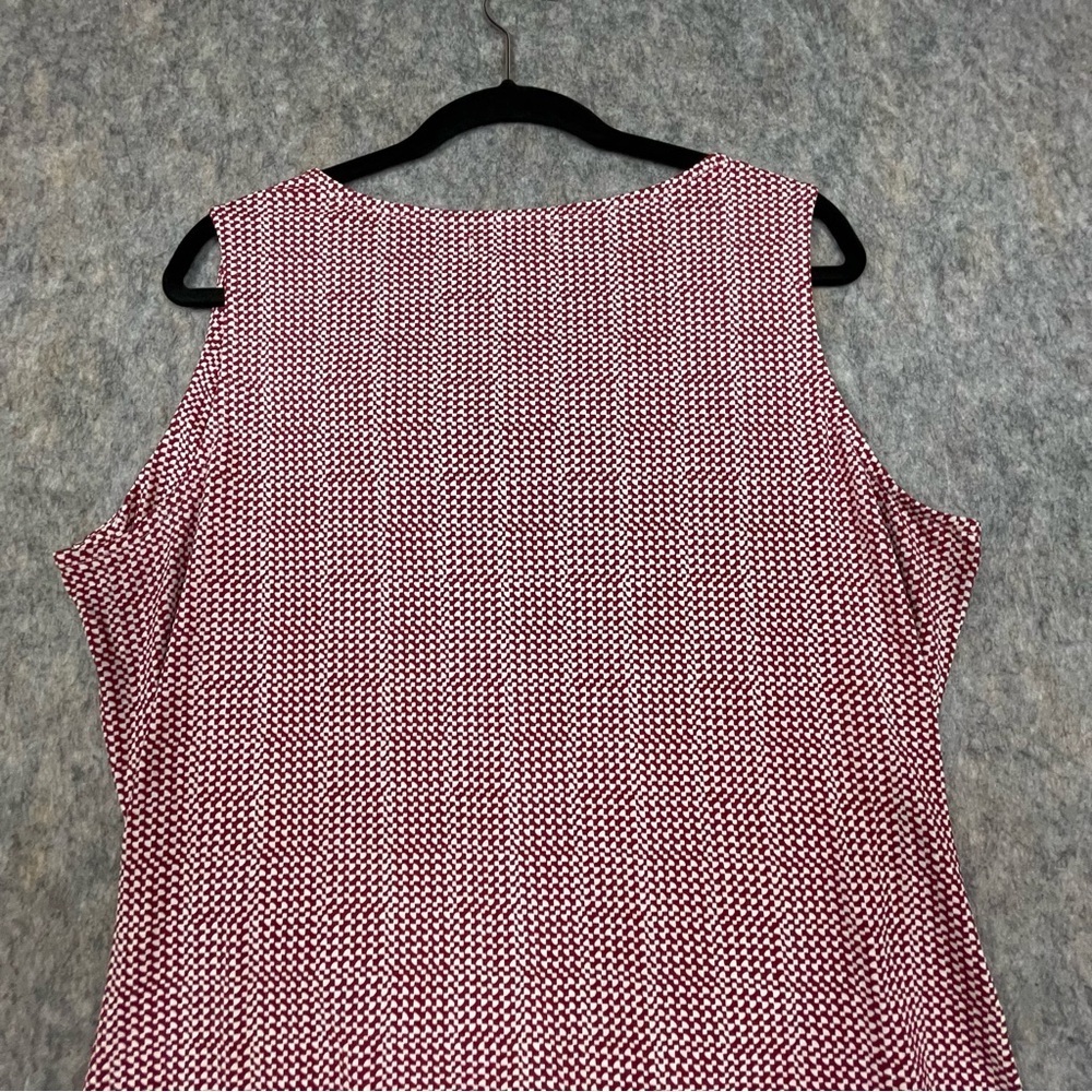 Coldwater Creek Red White Houndstooth Print Sleeveless Stylish Top - Sz XL/16 - Picture 10 of 15